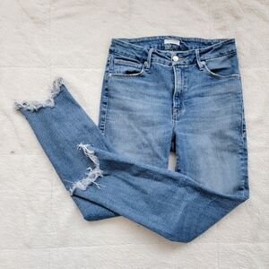 Good American High Rise Raw Hem Straight Leg Jeans